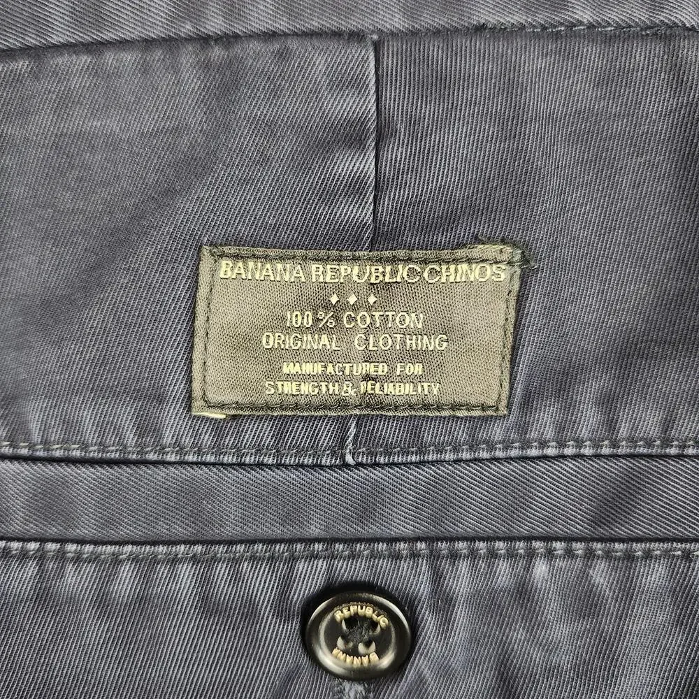 Banana Republic Chinos Mens 34x30 Navy Blue Aiden Fit Pants Flat Front Business